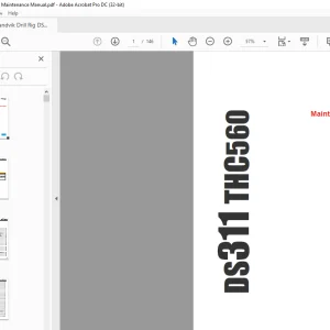 Sandvik Drill Rig DS311 THC560 Maintenance Manual - PDF DOWNLOAD