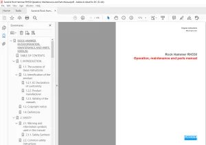 Sandvik Rock Hammer RH550 Operation maintenance and parts Manual - PDF DOWNLOAD