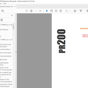 Sandvik Stacker-reclaimer PR200 Maintenance Manual - PDF DOWNLOAD