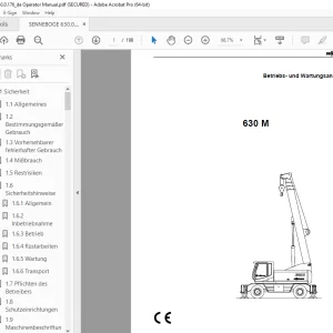 Sennebogen 630 M Bedienungs und Wartungsanleitung 630.0.176 - PDF DOWNLOAD