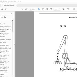 Sennebogen 821 M Maintenance Instruction Manual - PDF DOWNLOAD