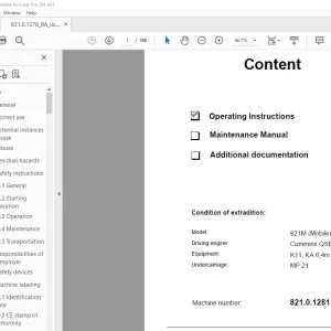 Sennebogen 821M (Mobile) Operating Instruction Manual 821.0.1281 PDF