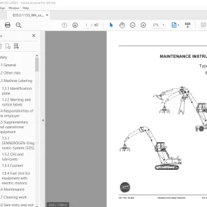 Sennebogen 835 + 840 Maintenance Instruction Manual 835.0.1133 PDF