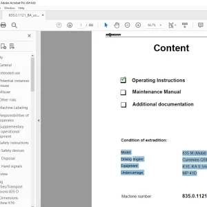 Sennebogen 835 + 840 Operating Instruction Manual 835.0.1121 PDF