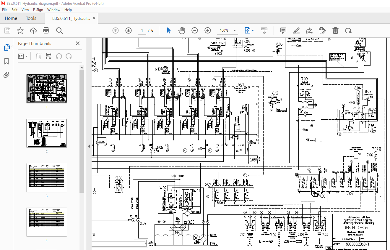 Sennebogen 835 M C-Serie Handling Hydraulic Circuit Diagram Manual 835. ...