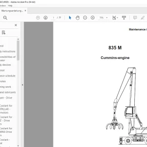 Sennebogen 835 M Cummins-engine Maintenance Instruction Manual PDF