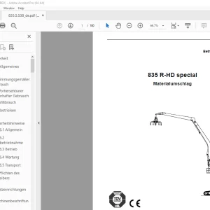 Sennebogen 835 R-HD Special Materialumschlag Betriebsanleitung 835.5.538 PDF