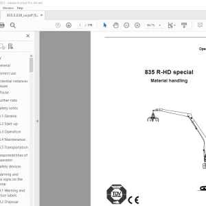 Sennebogen 835 R-HD special Material Handling Operation Manual 835.5.538 PDF