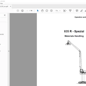 Sennebogen 835 R-spezial Material Handling Operation & Maintenance Manual 835.5.255 PDF