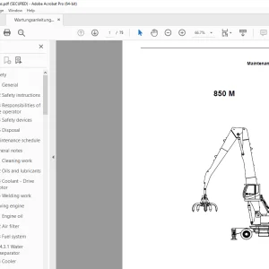 Sennebogen 850 M Maintenance Instruction Manual 850.0.205 PDF