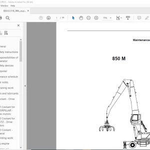 Sennebogen 850 M Maintenance Instruction Manual 850.0.318 PDF