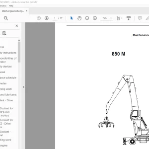 Sennebogen 850 M Maintenance Instruction Manual 850.0.227 - PDF DOWNLOAD
