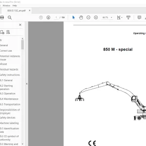Sennebogen 850 M special Operation Instruction Manual 850.0.132 PDF