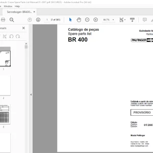 Sennebogen BR 400 Hydraulic Crane Parts Manual - PDF DOWNLOAD