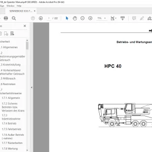 Sennebogen HPC 40 Bedienungs und Wartungsanleitung 630.7.196 PDF