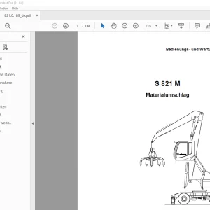 Sennebogen S 821 M Materialumschlag Bedienungs und Wartungsanleitung PDF