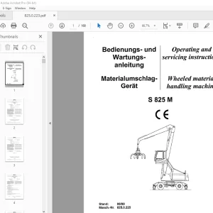 Sennebogen S 825 M Handling Operating & Servicing Manual 825.0.223