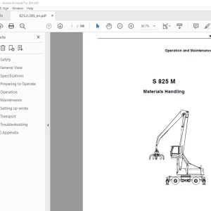 Sennebogen S 825 M Materials Handling Operation & Maintenance Manual PDF