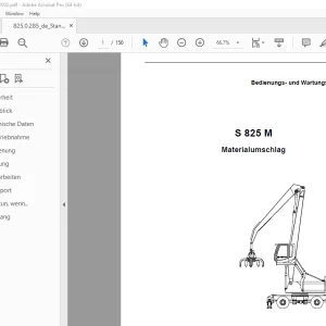 Sennebogen S 825 M Materialumschlag Bedienungs & Wartungsanleitung PDF