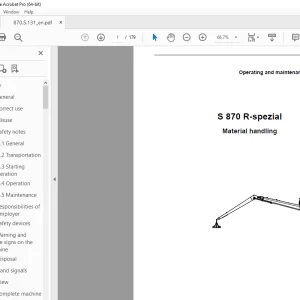 Sennebogen S 870 R-spezial Material handling Operation & Maintenance Manual PDF
