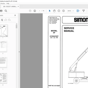 Simon MP HYDRA PORT SERVICE MANUAL 89-100207