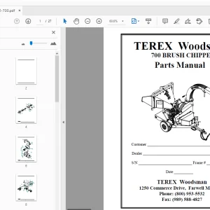 TEREX 700 Brush Chipper Woodsman Parts Manual 12500182-700 - PDF