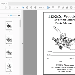 TEREX 730 Brush Chipper Woodsman Parts Manual 12500182-730 - PDF