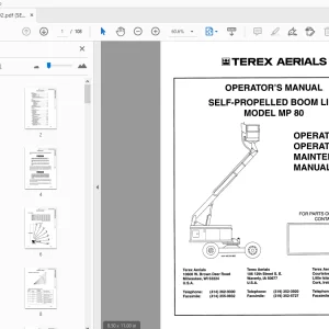 TEREX AERIAL MP 80 SELF-PROPELLED BOOM LIFT OPERATOR'S MANUAL - PDF