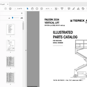 TEREX AERIALS FALCON 2034 VERTICAL LIFT ILLUSTRATED PARTS MANUAL - PDF