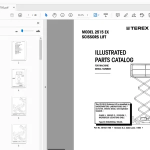 TEREX AERIALS MODEL 2515 EX SCISSORS LIFT ILLUSTRATED PARTS MANUAL - PDF