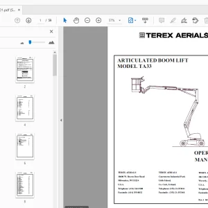 TEREX AERIALS MODEL TA33 ARTICULATED BOOM LIFT OPERATOR'S MANUAL - PDF