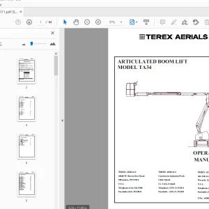 TEREX AERIALS MODEL TA34 ARTICULATED BOOM LIFT OPERATOR'S MANUAL - PDF