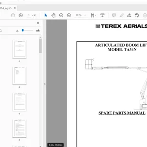 TEREX AERIALS MODEL TA34N ARTICULATED BOOM LIFT PARTS MANUAL - PDF