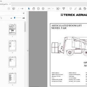 TEREX AERIALS MODEL TA40 ARTICULATED BOOM LIFT OPERATOR'S MANUAL - PDF