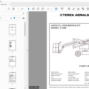 TEREX AERIALS MODEL TA50E ARTICULATED BOOM LIFT PARTS MANUAL - PDF