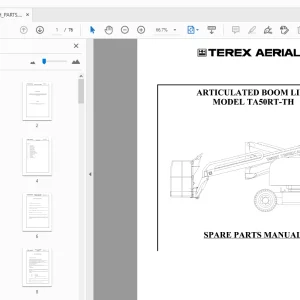 TEREX AERIALS MODEL TA50RT-TH ARTICULATED BOOM LIFT PARTS MANUAL - PDF