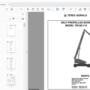 TEREX AERIALS MODEL TB100/110 SELF-PROPELLED BOOM PARTS MANUAL - PDF