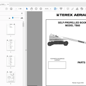TEREX AERIALS MODEL TB85 SELF-PROPELLED BOOM PARTS MANUAL - PDF