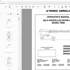 TEREX AERIALS MODEL TB86 SELF-PROPELLED BOOM LIFT OPERATOR'S MANUAL - PDF