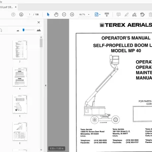 TEREX AERIALS MP 40 SELF-PROPELLED BOOM LIFT OPERATOR'S MANUAL - PDF