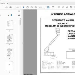 TEREX AERIALS MP 80 BOOM LIFT ELECTRIC PEDESTAL OPERATOR'S MANUAL - PDF