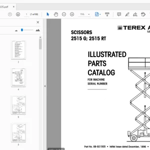 TEREX AERIALS SCISSORS 2515G; 2515 RT ILLUSTRATED PARTS MANUAL - PDF