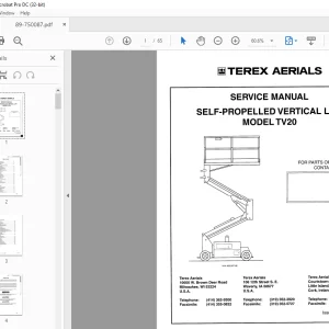 TEREX AERIALS SELF-PROPELLED VERTICAL LIFT TV20 SERVICE MANUAL