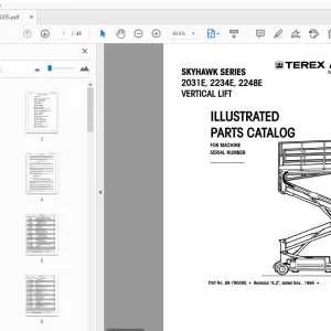 TEREX AERIALS SKYHAWK SERIES 2031E,2234E,2248E VERTICAL LIFT PARTS MANUAL - PDF