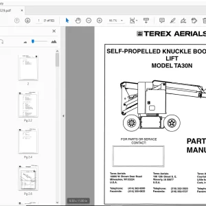 TEREX AERIALS TA64 SELF-PROPELLED BOOM PARTS MANUAL 17322 - PDF