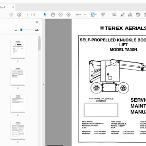 TEREX AERIALS TA30N SELF-PROPELLED SERVICE & MAINTENANCE MANUAL - PDF
