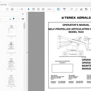 TEREX AERIALS TA33 SELF-PROPELLED ARTICULATING BOOM LIFT OPERATOR'S MANUAL - PDF