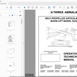 TEREX AERIALS TA33 SELF-PROPELLED ARTICULATING OPERATION & TECHNICAL MANUAL - PDF