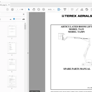 TEREX AERIALS TA33 TA30N ARTICULATED BOOM LIFT SPARE PARTS MANUAL - PDF