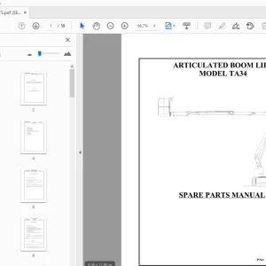 TEREX AERIALS TA34 ARTICULATED BOOM LIFT SPARE PARTS MANUAL - PDF